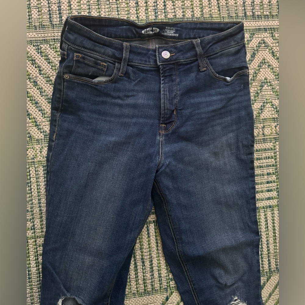 Old Navy Rock Star Jeans 6 Super Skinny High Rise Distressed Denim Stretch VGUC